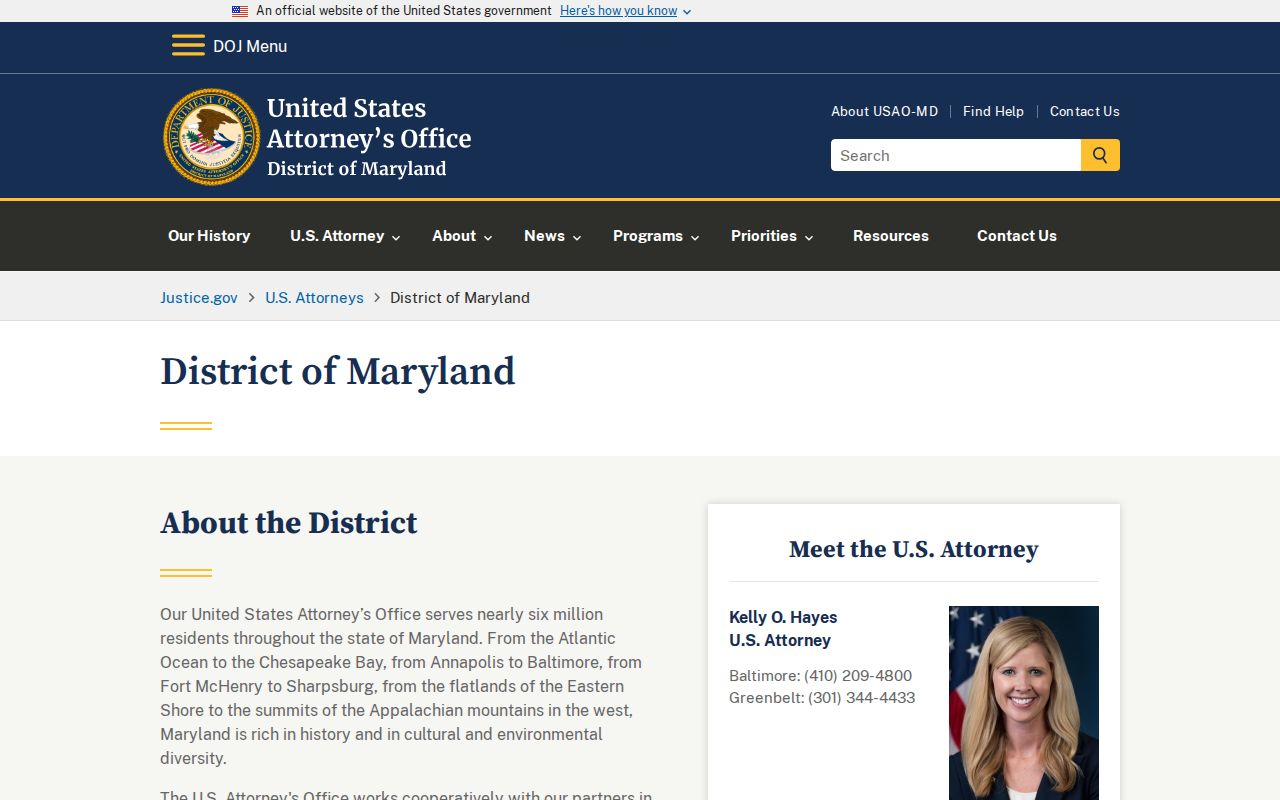 Maryland arrest and charge records involving federal prosecution