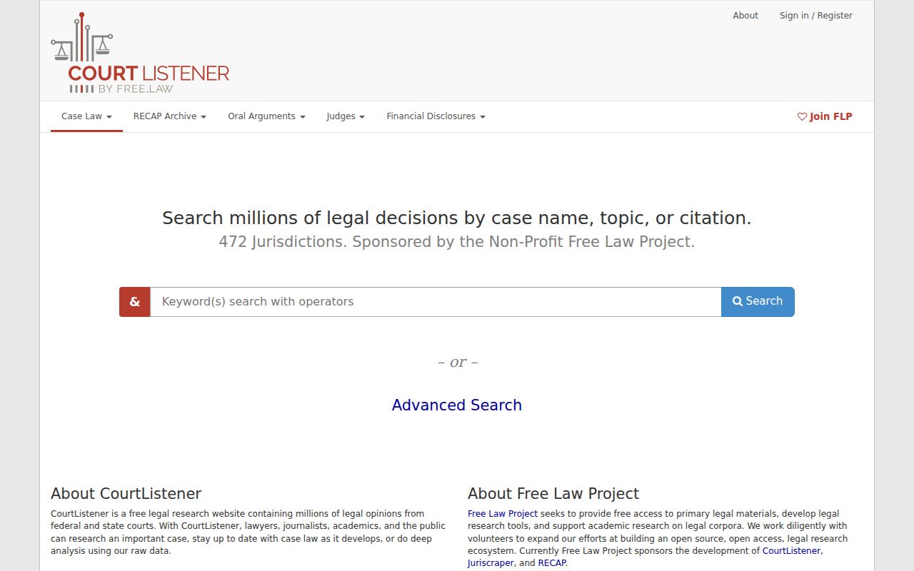 Maryland court records search through the Free Law Project
