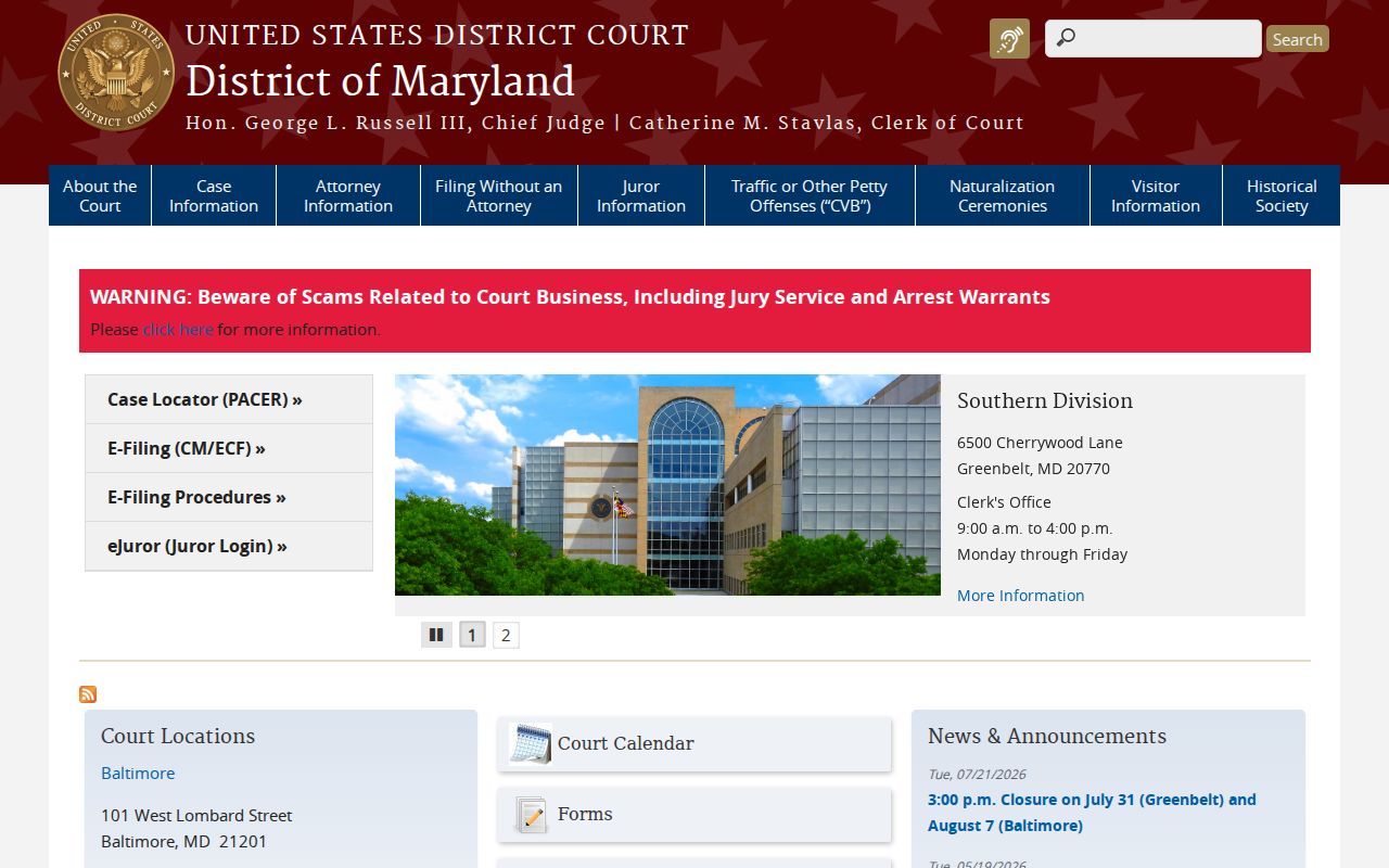 U.S. District Court in the Maryland court system