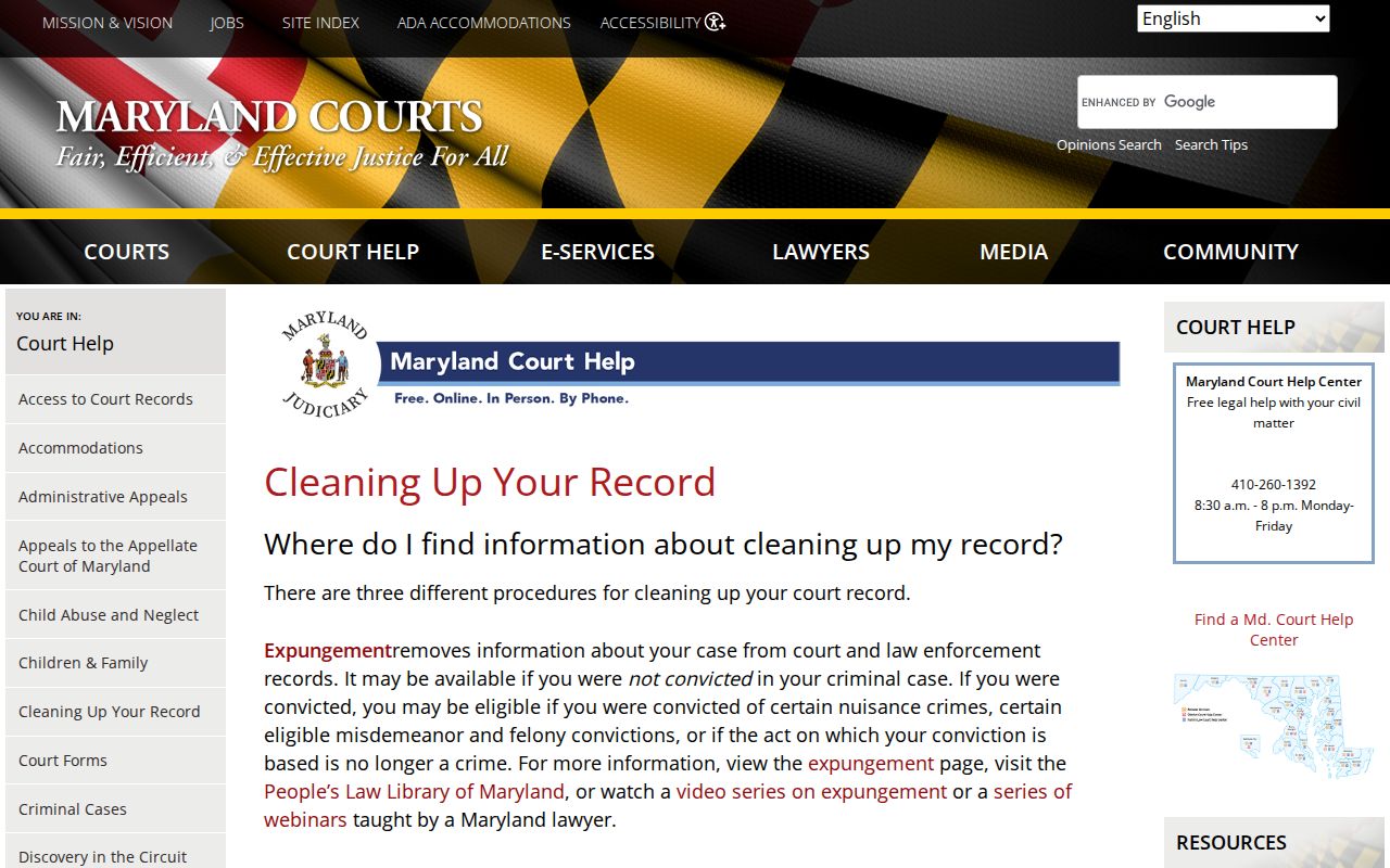 Maryland criminal court record cleanup pathways
