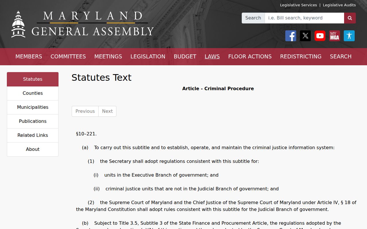Maryland statute source assigned to probate records