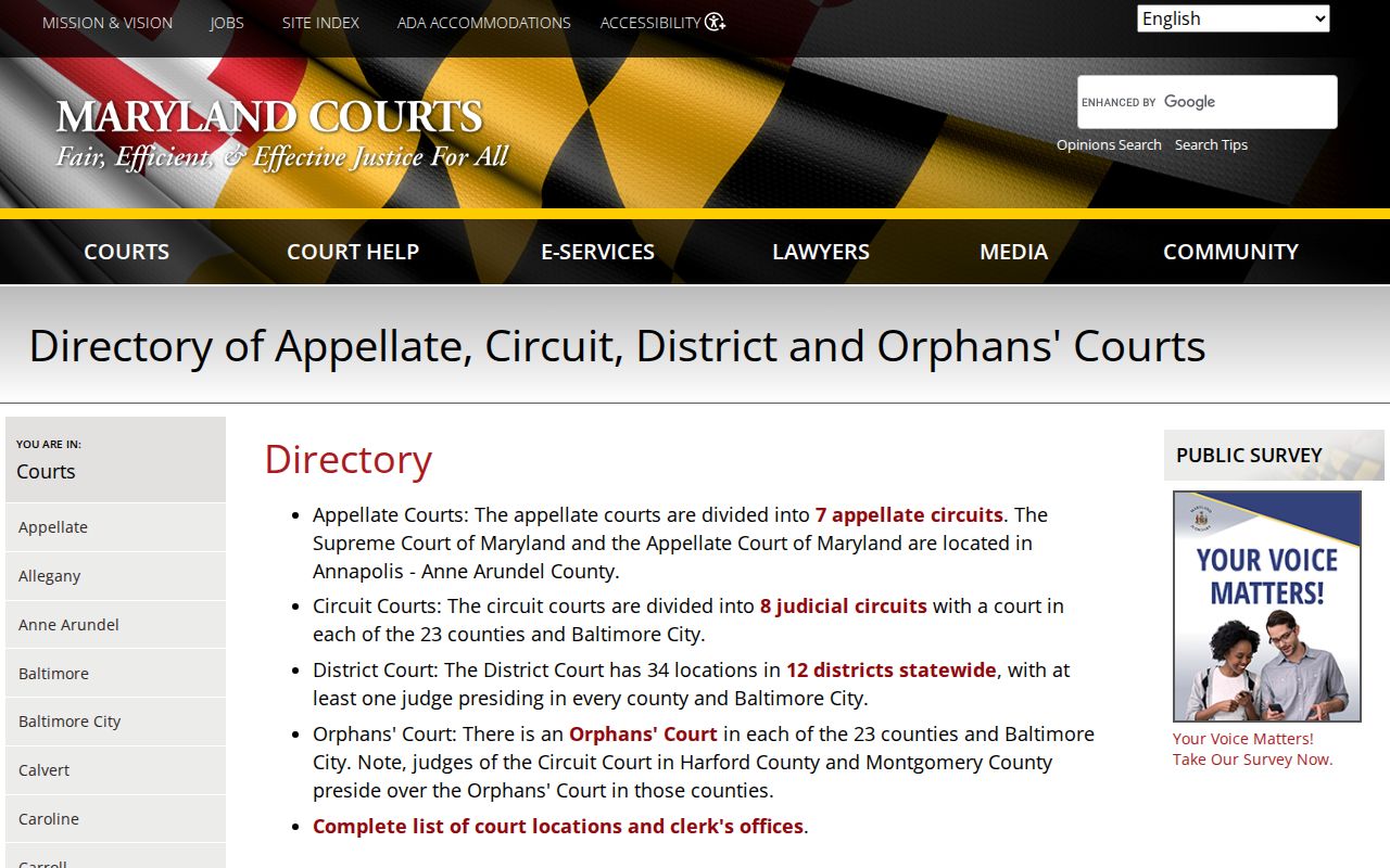 Maryland court records statewide courts directory